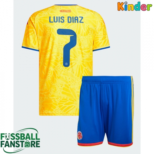 Kolumbien Luis Diaz #7 Replik Heimtrikot Kinder WM 2026 Kurzarm (+ Kurze Hosen)